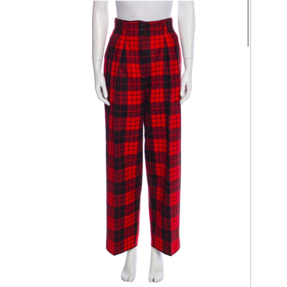 ESCADA | Red & Black Plaid Wool Trousers Size 6